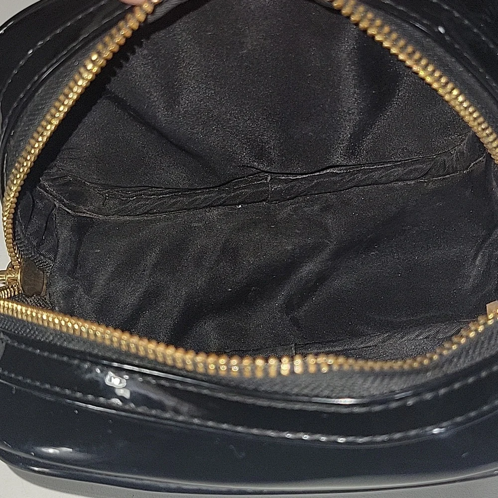Tory Burch Black Patent Leather Cosmetic Pouch